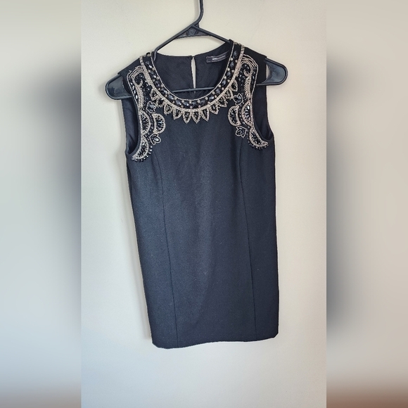 BCBGMAXAZRIA Beaded Black Sleeveless Women's Midi Dress in the size XXS. - Picture 1 of 8